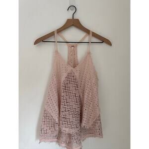Free People Pink Crochet Tank Top XS -